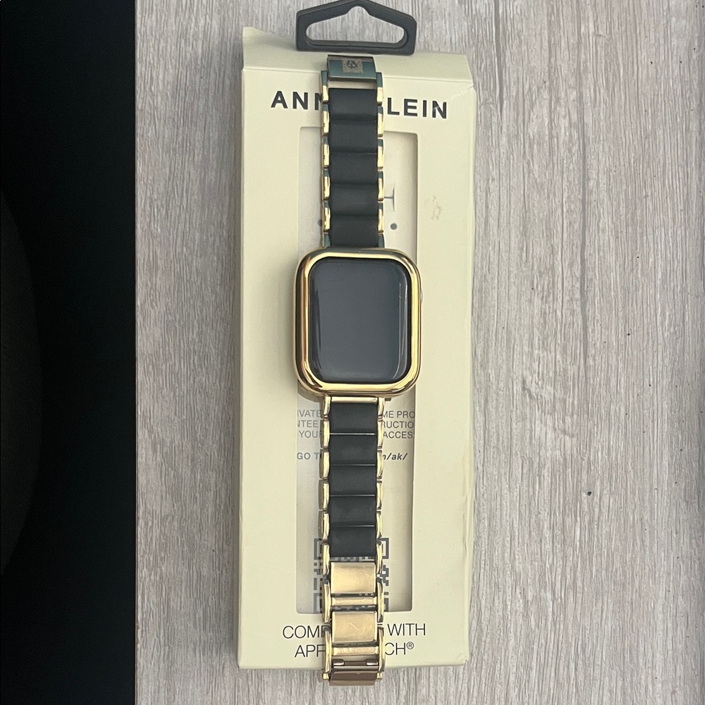 Anne Klein Black and Gold Silicone Smartwatch Band and Bumper